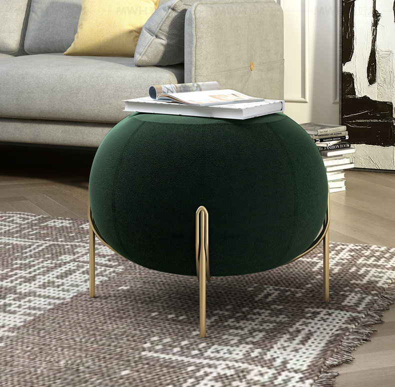 Nordic Velvet Round Ottoman Footstool