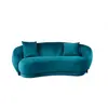 Two-seater Upholstered Blue Velvet Sofa