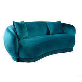 Two-seater Upholstered Blue Velvet Sofa