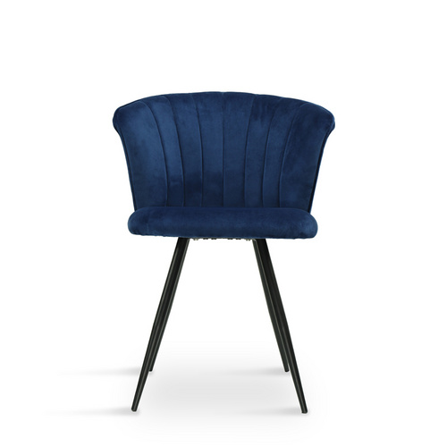 KD Design Navy Blue Velvet Metal Leg Dinging Chair Living Room Chair