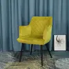 Yellow Velvetr Metal Leg Dinging Chair Living Room Chair with armrest