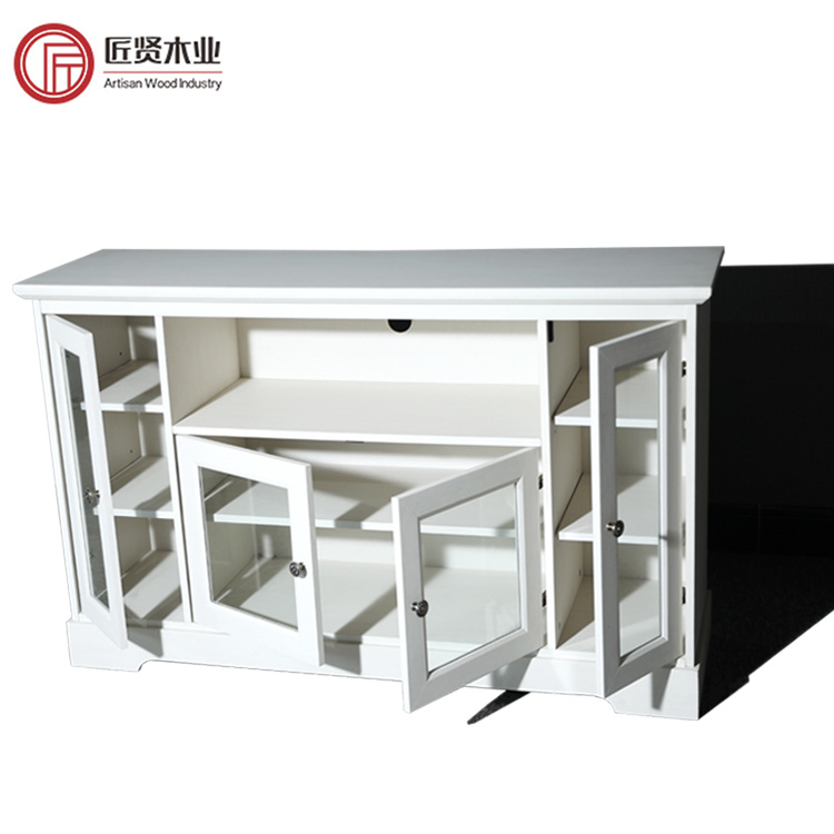 Italian Style Luxury Glass Door White TV Stand Wooden TV Unit Meuble Television Tv Console Modern