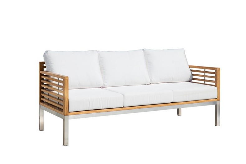 Luxury Outdoor Teak and Stainless Steel Sofa Set