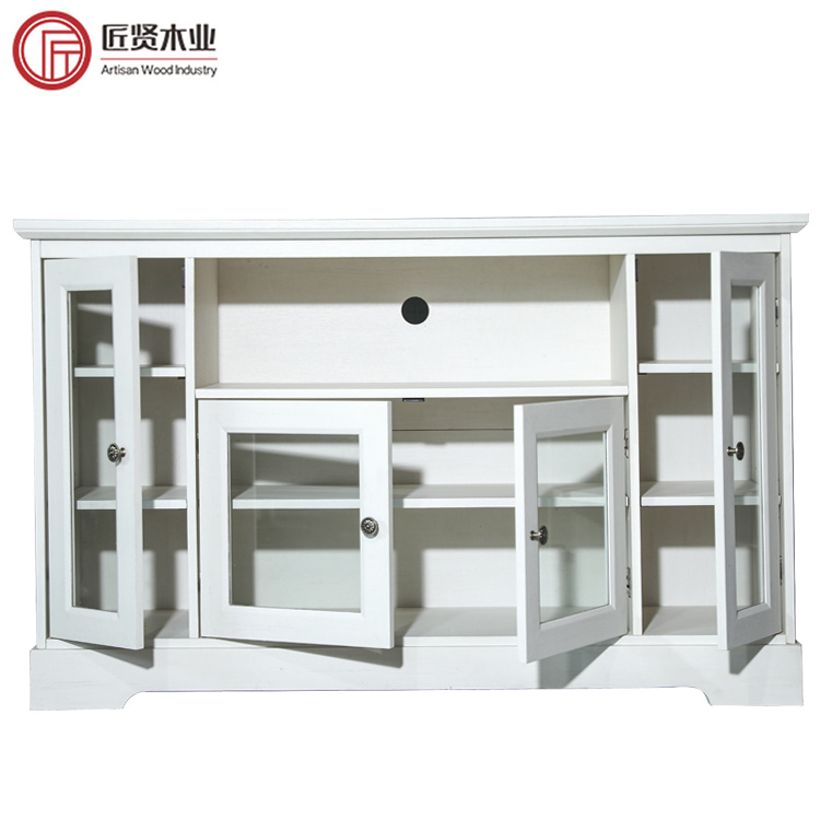 Italian Style Luxury Glass Door White TV Stand Wooden TV Unit Meuble Television Tv Console Modern