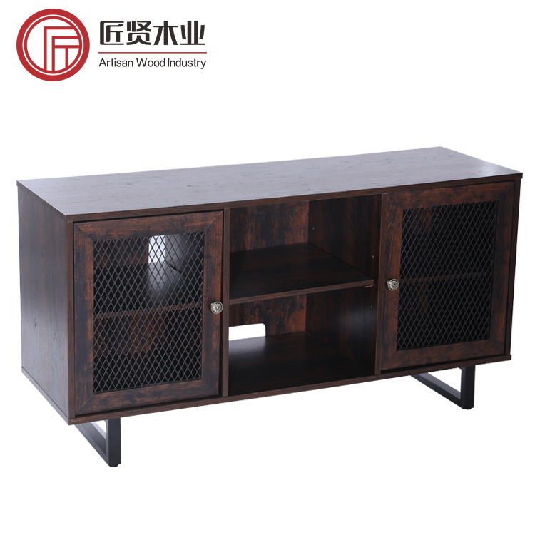 16 Inch Industrial Farmhouse Wooden TV Cabinet Table Entertainment Center Metal TV Stand