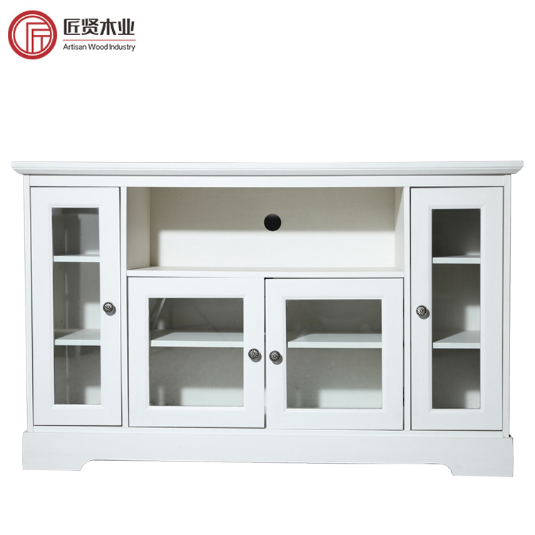 Italian Style Luxury Glass Door White TV Stand Wooden TV Unit Meuble Television Tv Console Modern