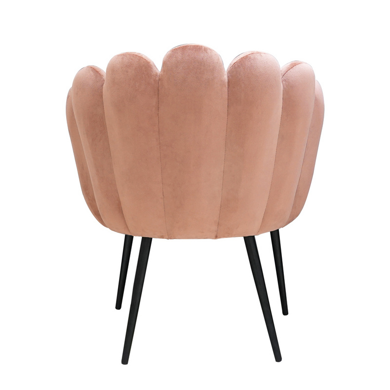 Nordic Flower Type Pink Velvet Lounge Armchair,Luxury Pink Modern Dining Chairs