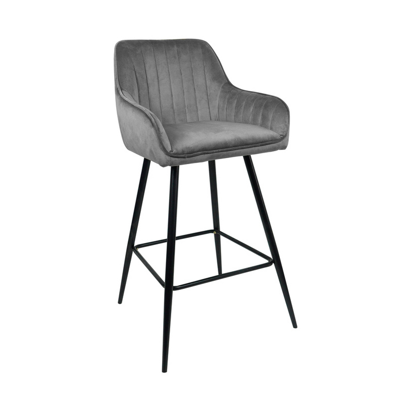 French Bistro Velvet Bar Stool Nordic Modern Metal Luxury High Bar Chairs