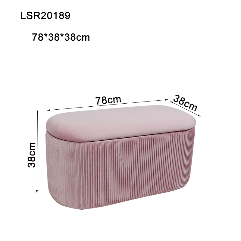 Living room bedroom ottoman bench French Pink Velvet Storage Benches