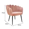 Nordic Flower Type Pink Velvet Lounge Armchair,Luxury Pink Modern Dining Chairs
