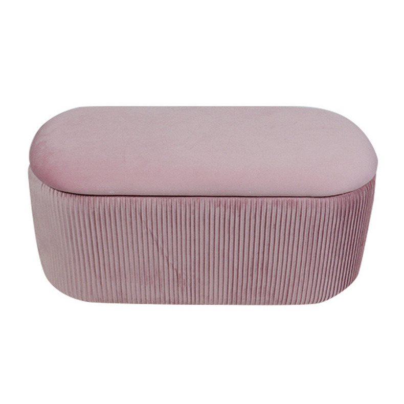 Living room bedroom ottoman bench French Pink Velvet Storage Benches