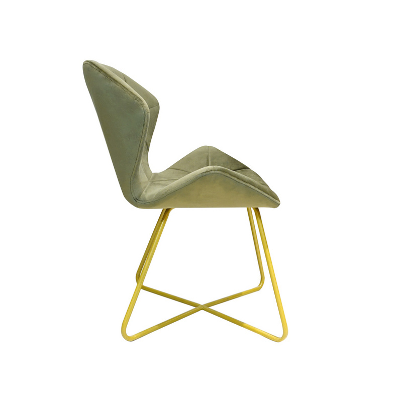 Designer Velvet Upholstered Restaurant Dining Chair,Hotel Modern Coffee Chair With Gold Leg