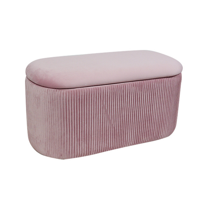 Living room bedroom ottoman bench French Pink Velvet Storage Benches