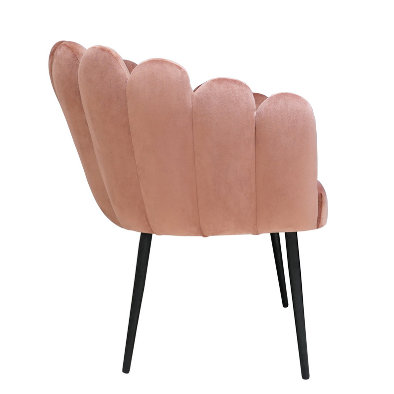 Nordic Flower Type Pink Velvet Lounge Armchair,Luxury Pink Modern Dining Chairs