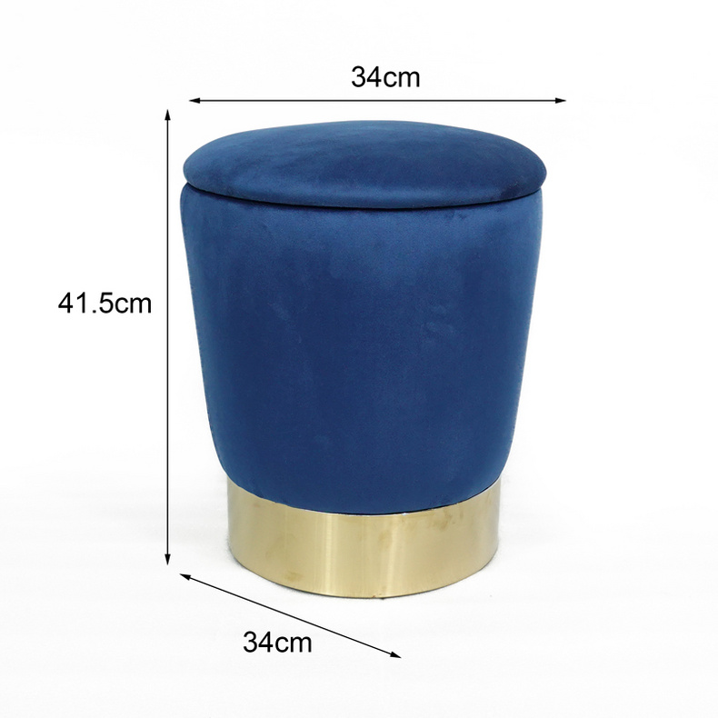 Modern simple round velvet storage stool