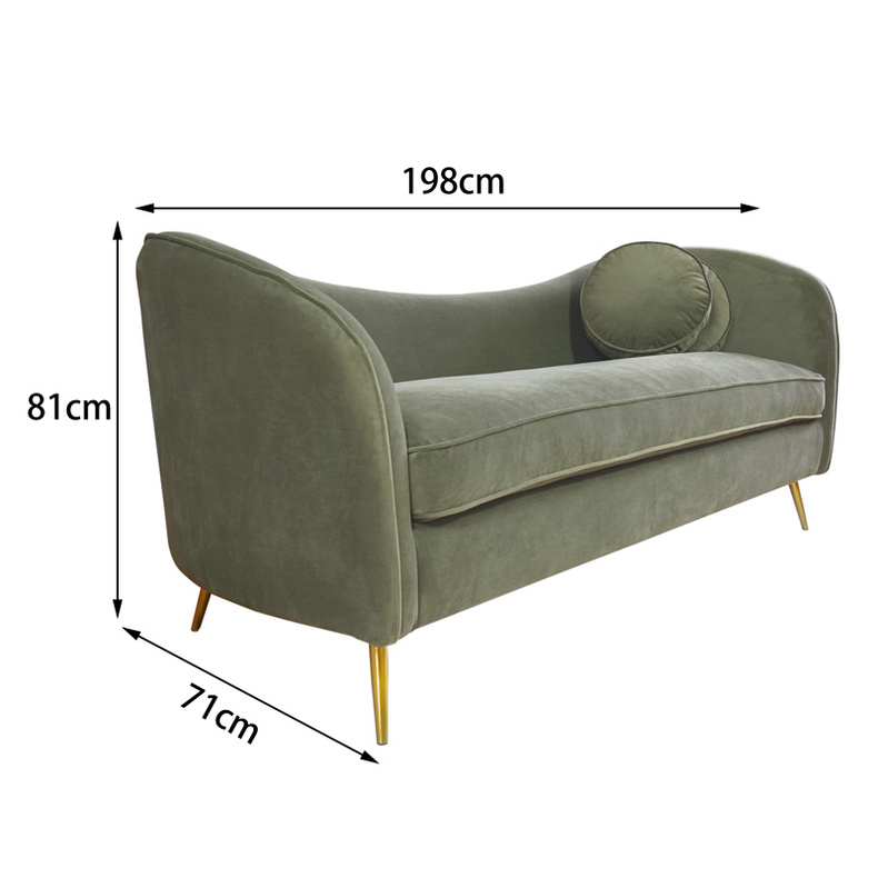 Modern simple velvet three seater sofa