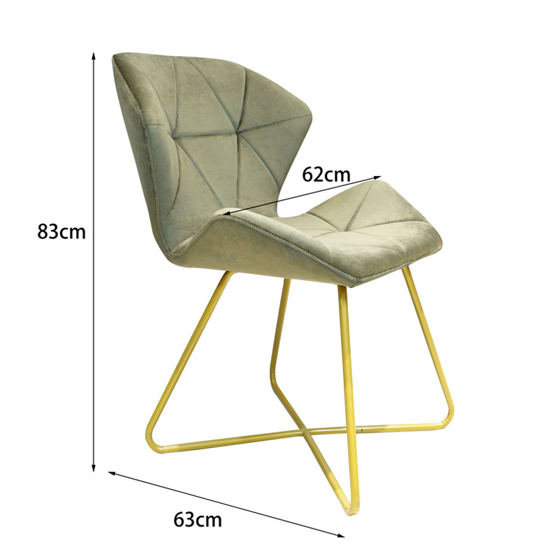 Designer Velvet Upholstered Restaurant Dining Chair,Hotel Modern Coffee Chair With Gold Leg