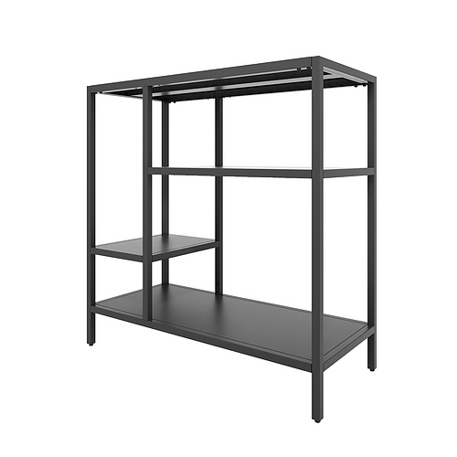 black steel bookshelf