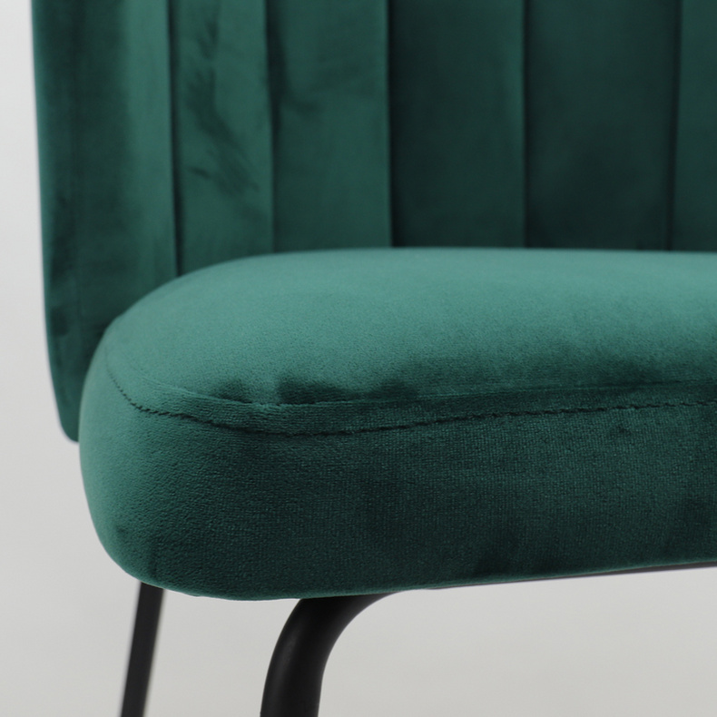 Large Oyster shape Green Velvet Metal Leg Dining Chair Set