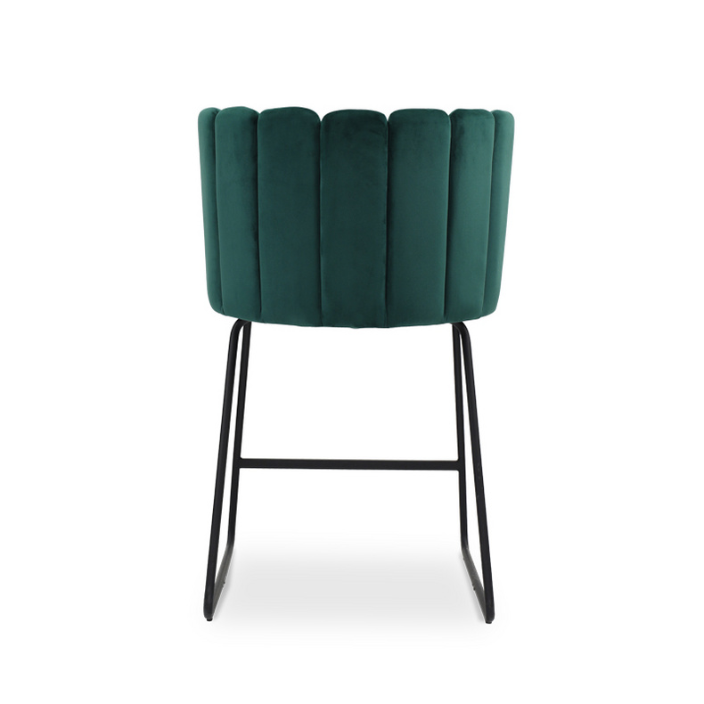 Large Oyster shape Green Velvet Metal Leg Dining Chair Set