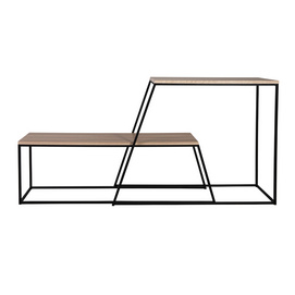 JF1221-X6 Console table set of 2 combination of plastic natural walnut veneer and black