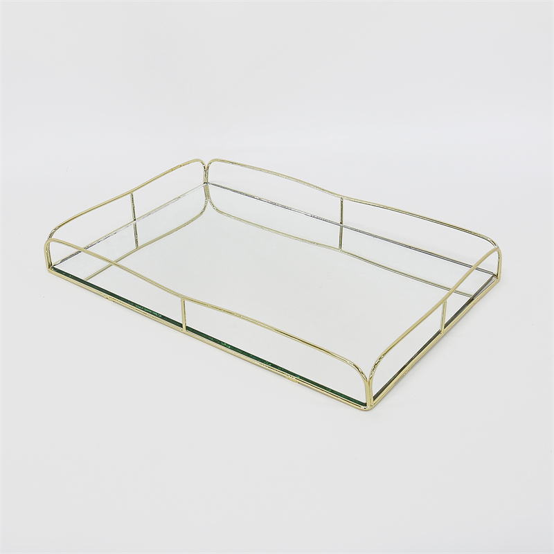 Metal Mirrored Bottom  Serving Tray