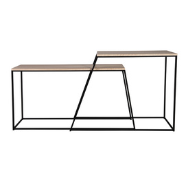 JF1222-X6 Console table set of 2 combination of plastic natural walnut veneer and black