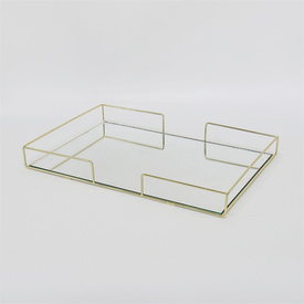 Metal Mirrored Bottom  Serving Tray