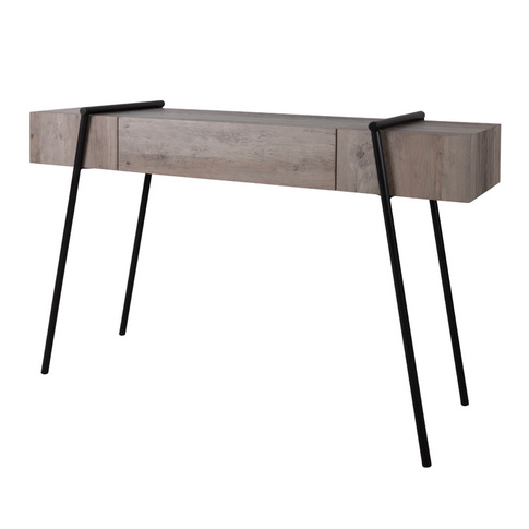 JF1247KD-P5 Console table combination of light brown old wood paper veneer and black