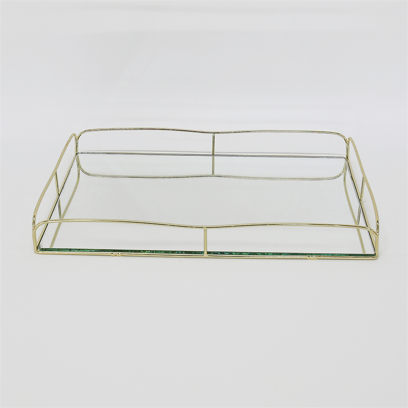 Metal Mirrored Bottom  Serving Tray
