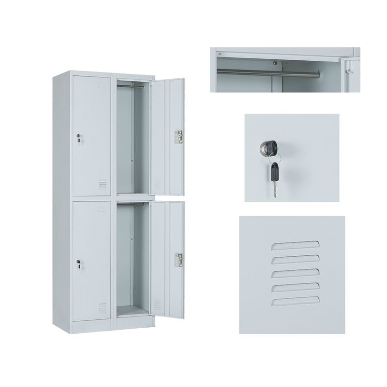 Lockable Clothes Storage Lockers Knock-Down 4 Doors Metal Locker