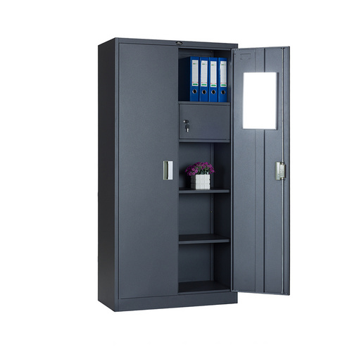 2 Door Wardrobe with Mirror Clothing Steel Locker/Wardrobe
