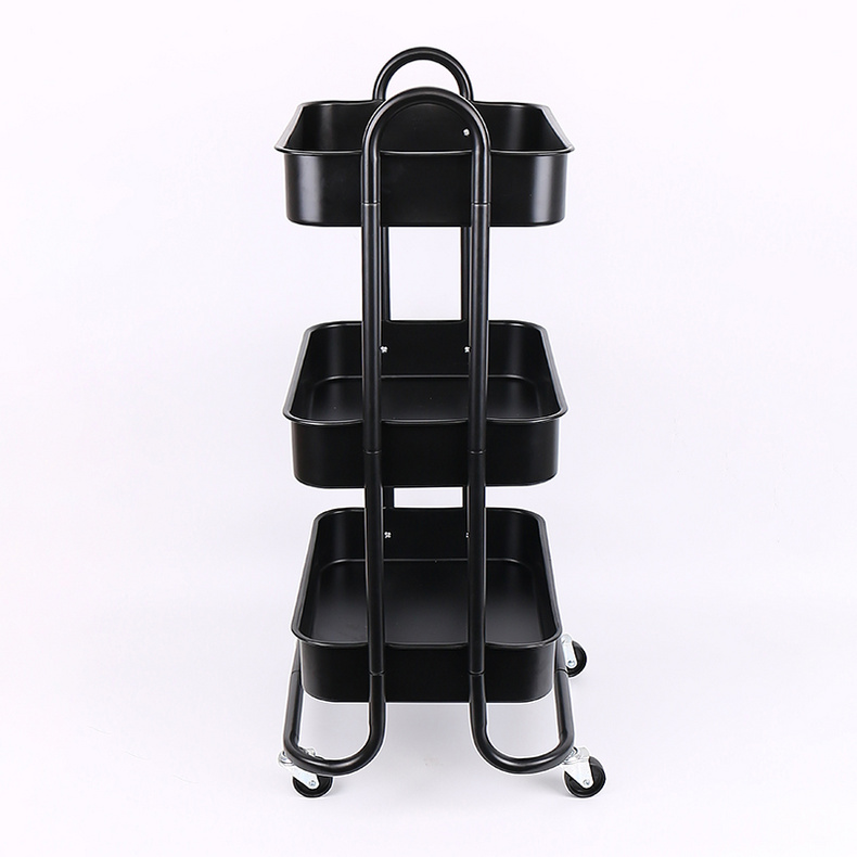 F10103 Metal Storage Cart 3 Tier Utility Cart Rolling Trolley Organizer Cart with Wheels for Kitchen Makeup Bathroom Office