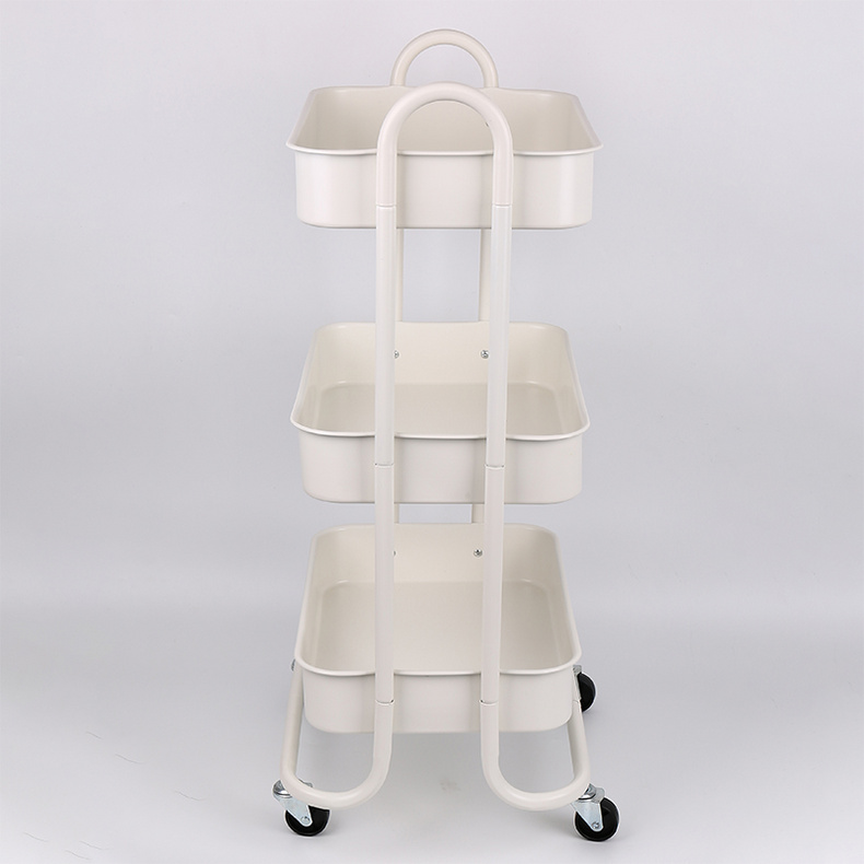 F10103 Utility 3 tier Metal Shelves Trolley Rolling Storage Cart With 4 Wheels