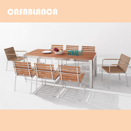 Casablanca Stainless Steel and Teak Dining Set