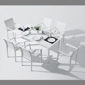 Alpes Aluminum Dining Set with Benches