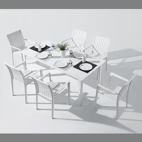 Alpes Aluminum Dining Set with Benches