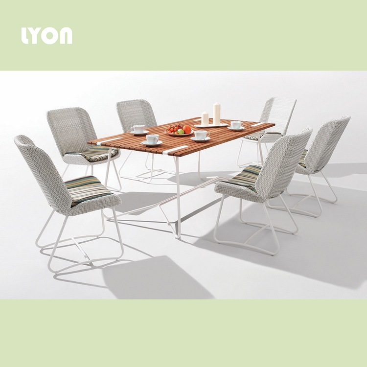 Lyon Teak and Wicker Dining Set