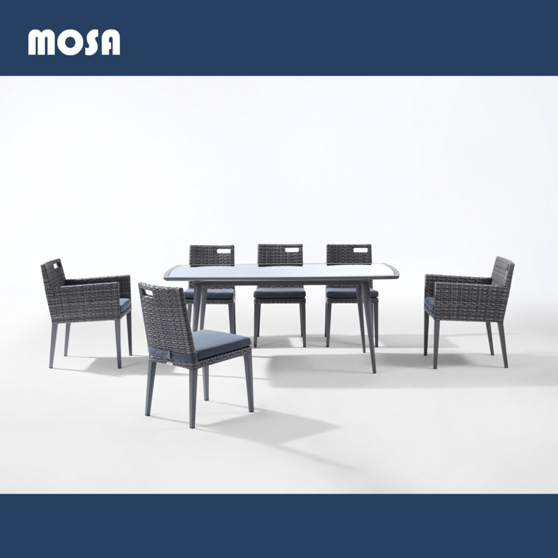 Mosa Garden Aluminum and Wicker Dining Set