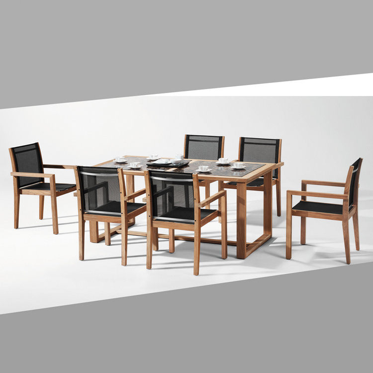 Noel Teak and Marble Dining Set