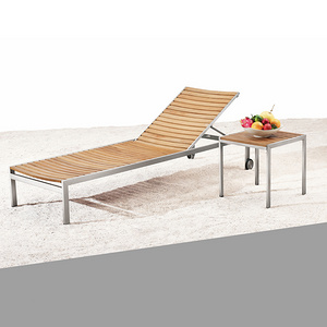 Arago Teak and Stainless Steel Chaise Lounge
