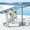 Wings Marble Bar Table with Wicker Bar Stools