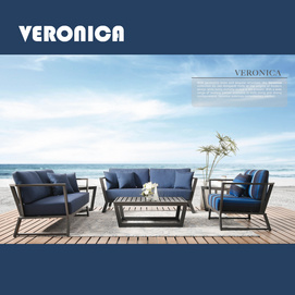 Veronica Patio Metallic Grey Aluminum Sofa Set