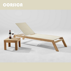 Corsica Teak and Textilene Chaise Lounge