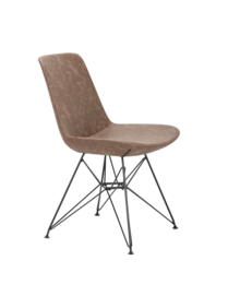 Modern steel upholstered PU dining chair