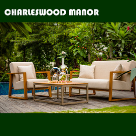 Charleswood Manor Teak and Upholstery Sofa Set