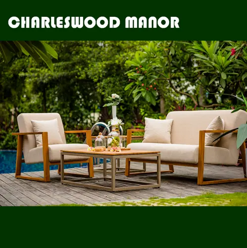 Charleswood Manor Teak and Upholstery Sofa Set