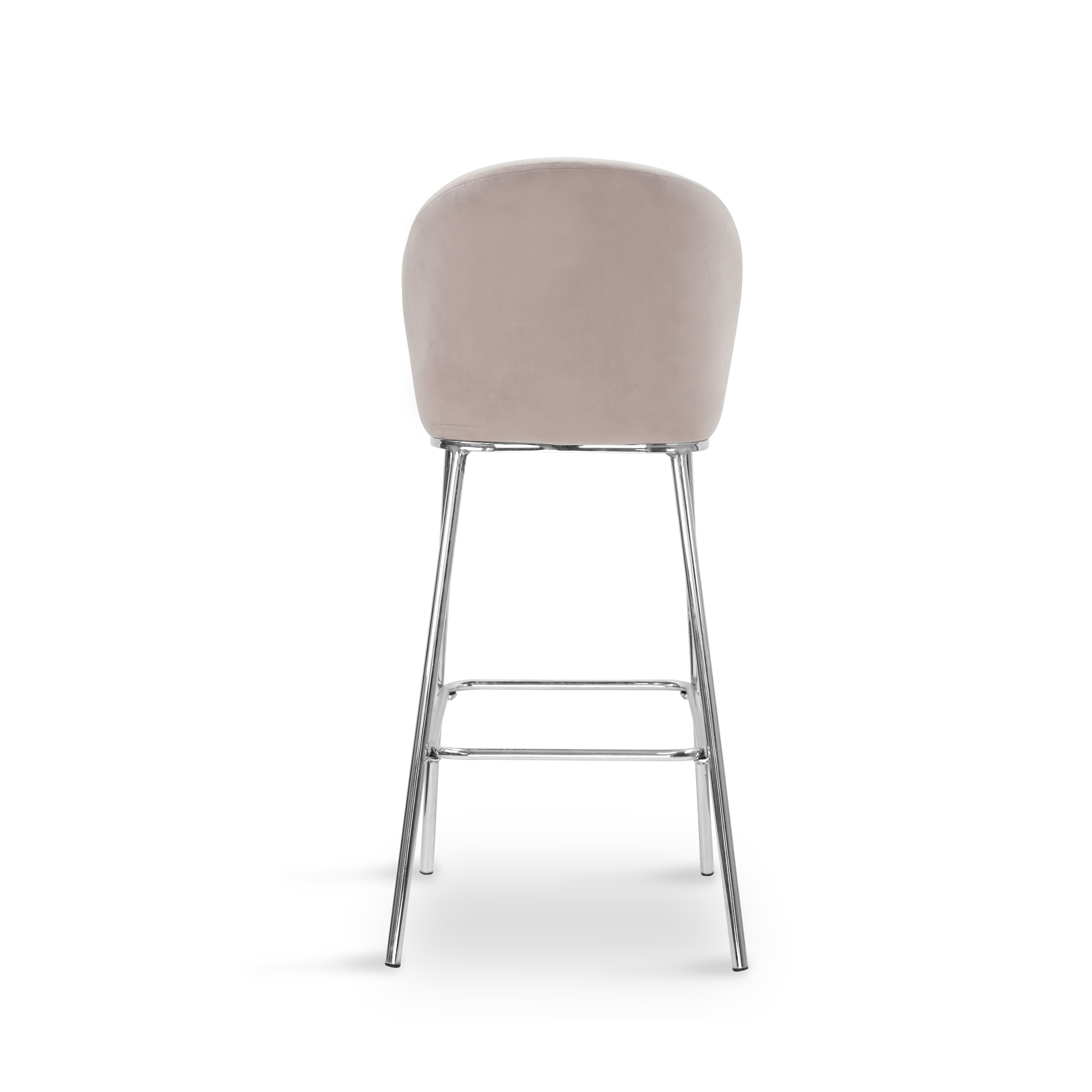 Pink Velvet Bar Chair with Chromed Metal leg