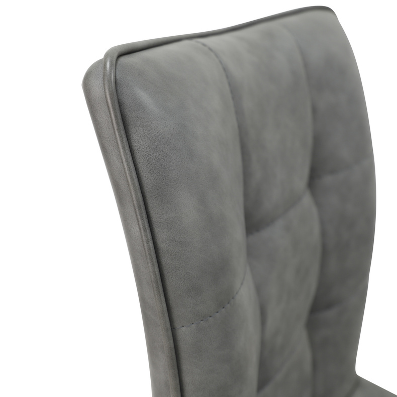 Grey PU Chair with brushed stainless steel for Living Dining Room