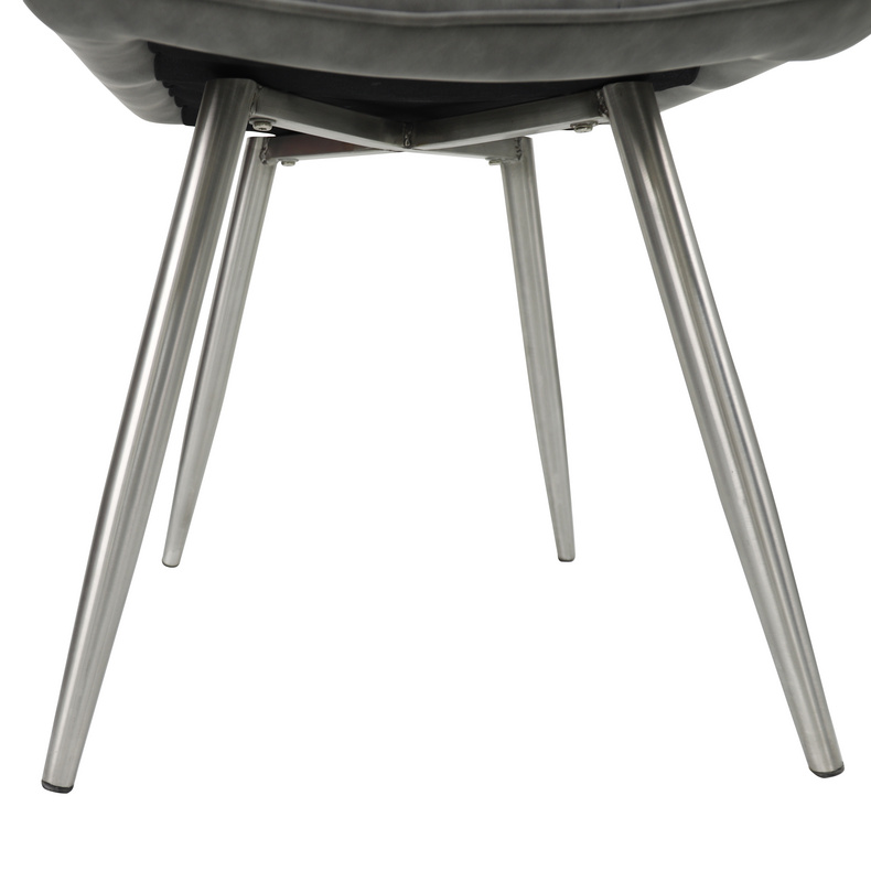 Grey PU Chair with brushed stainless steel for Living Dining Room